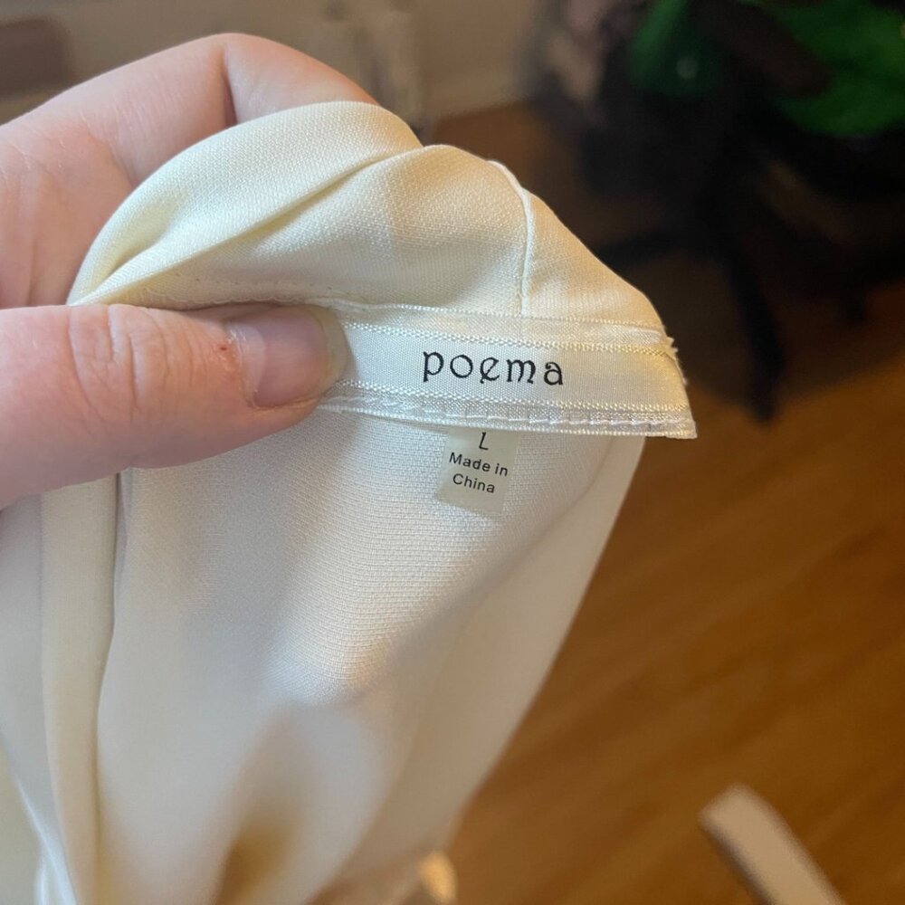 ✨ Poema Ivory Sleeveless Bow Tie Blouse - Size L - Picture 8 of 8